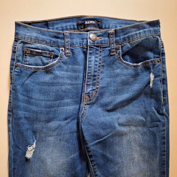 Aero High Rise Womens Size 6 Ripped Distressed Blue Jeans Regular - Picture 5 of 13